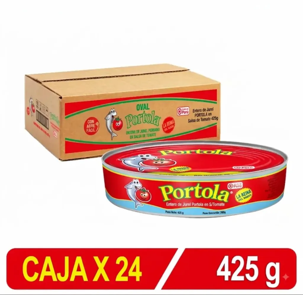 OVAL Entero de Jurel PORTOLA en S/Tomate 425g | Caja X 24 Uni