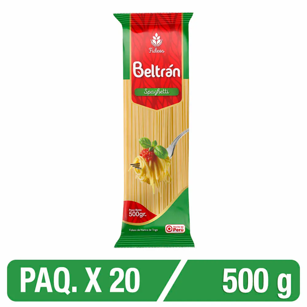 Fideo BELTRAN Spaghetti 500g | Paquete X 20 Uni
