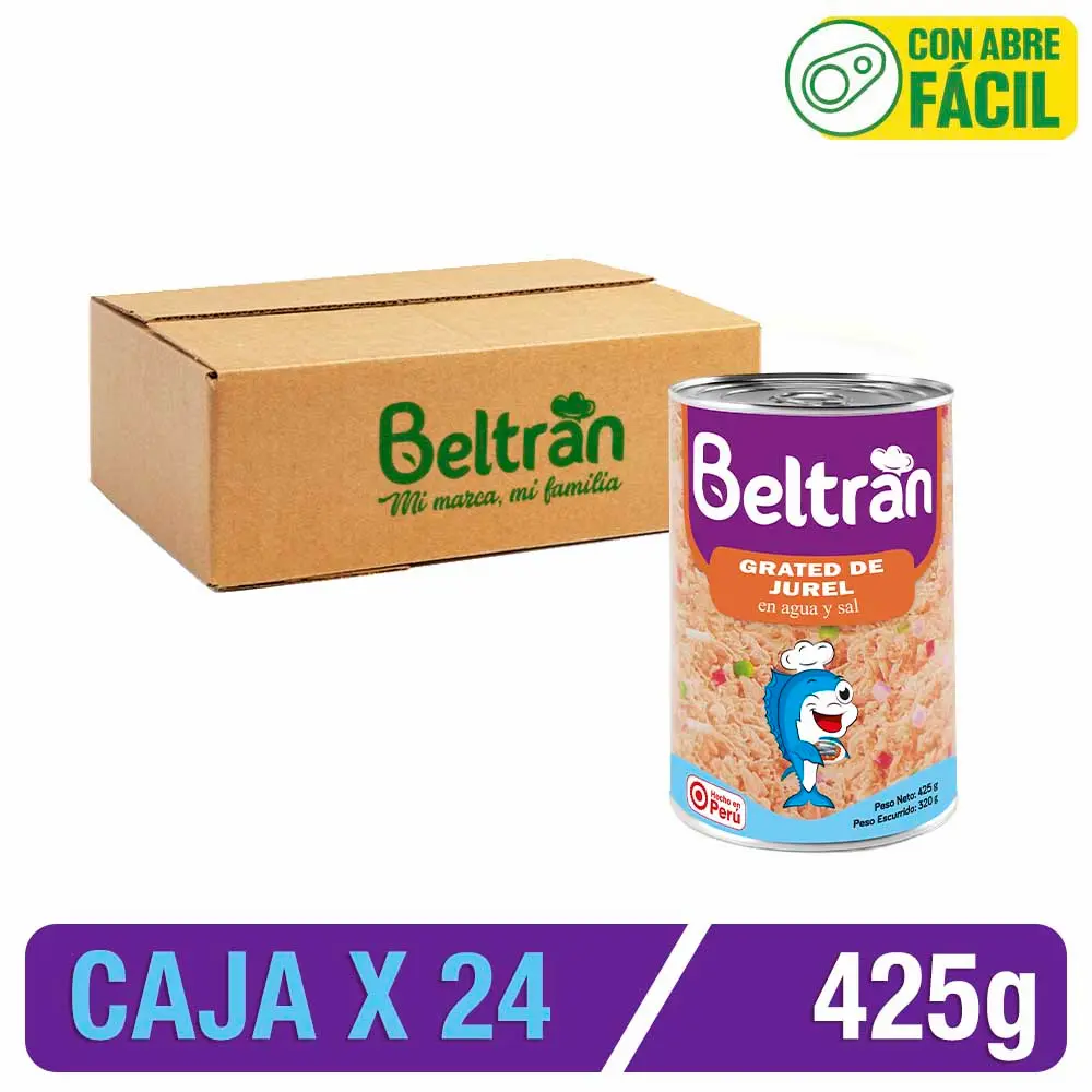 TALL Grated de Jurel BELTRAN en Agua y Sal 425g | Tableta X 24 Uni