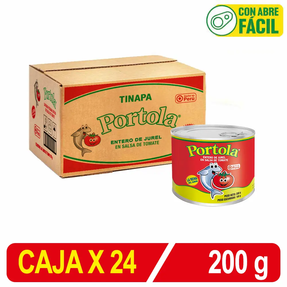 TINAPA Entero de Jurel PORTOLA en S/Tomate 200g | Caja X 24 Uni