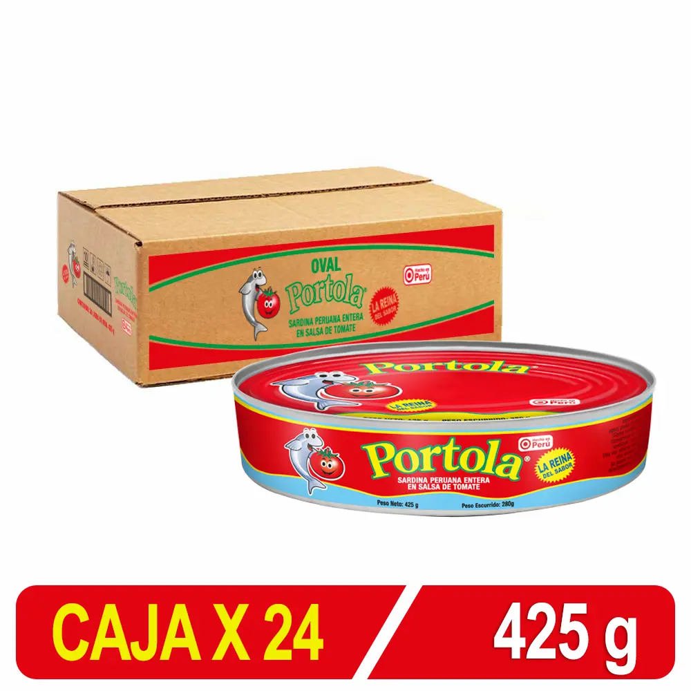 OVAL Sardina Entera PORTOLA en S/Tomate 425g | Caja X 24 Uni