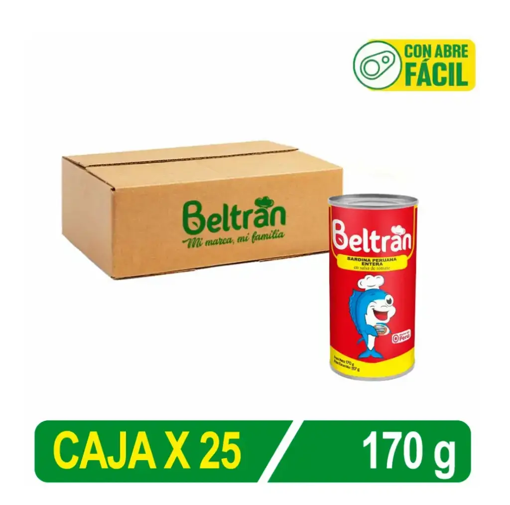 TINAPA Sardina Entera BELTRAN en S/Tomate 170g | Caja X 25 Uni