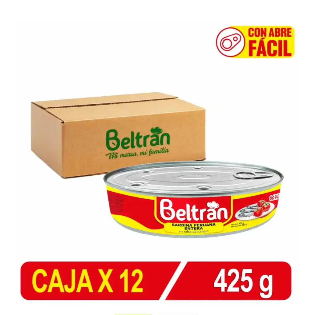 OVAL Sardina Entera BELTRAN S/Tomate 425g | Caja X 12 Uni